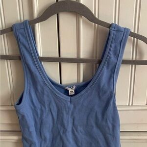 GARAGE Blue Ribbed Tank Top
